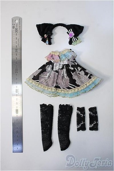 画像2: 1/6 幼SD/OF 黒猫のお洋服(MIMIEL様) 衣装 ドレス セット Y-25-06-18-051-YB-ZY (2)