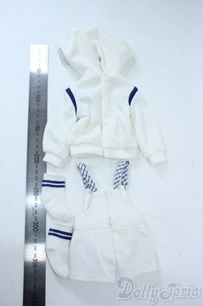 画像2: MSD/OF:ホワイト×チェックサロペットセット・ミニ:VOLKS製 Y-25-11-05-193-YD-ZY (2)