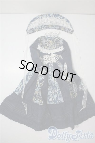 画像1: SDGｒG/OF:クラシカル柄ワンピース・紺 U-25-07-22-192-NY-ZU (1)