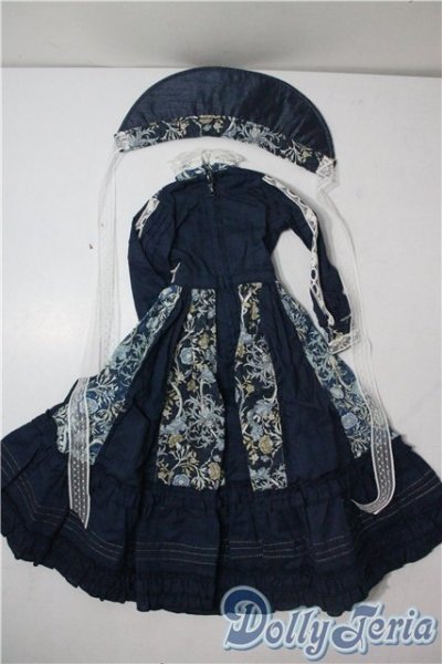 画像2: SDGｒG/OF:クラシカル柄ワンピース・紺 U-25-07-22-192-NY-ZU (2)