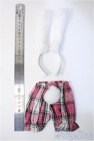 画像2: SD&DD/OF:うさぎ耳カチューシャ+うさぎしっぽ付チェックパンツ(ボークスタグ付) Y-25-08-20-216-YD-ZY (2)