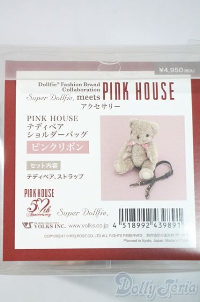 画像1: SD/OF:PINK HOUSE テディベアショルダーバッグ　ピンクリボン U-25-06-10-202-NY-ZU (1)