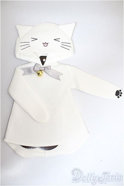 画像1: SDM＆MSD/OF:ハッピー白ねこパーカー・ミニ/1/4　40ｃｍ　BJD　MJD　衣装　ドール用 A-25-09-03-343-NY-ZA (1)