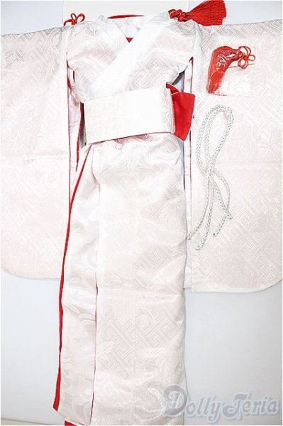 画像1: SD13G/OF:白無垢‐草花紋-赤/1/3　60ｃｍ　BJD　MJD　衣装　ドール用 A-25-10-01-262-NY-ZA (1)