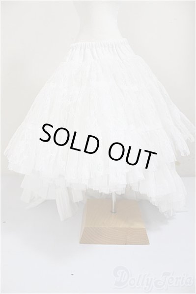 画像1: SD/OF:リバーシブル・プリンセスぽんぽんパニエ（白・レース）/1/3　60ｃｍ　BJD　MJD　衣装　ドール用 A-25-10-29-168-NY-ZA (1)