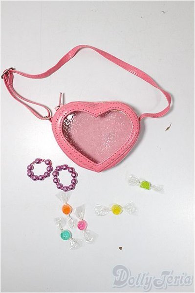 画像1: SD/OF:ハートクリアバッグ(ピンク)＆キャンディーセット/1/4　40ｃｍ　BJD　MJD　衣装　ドール用 A-25-10-29-326-NY-ZA (1)