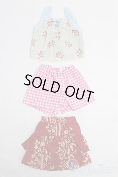 画像1: MSD/OF バラセット キャミトップ+フリルスカート+ギンガムショートパンツ/1/4　40ｃｍ　BJD　MJD　衣装　ドール用 I-25-10-26-361-YB-ZI (1)