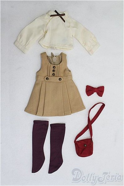 画像1: 幼SD/OF:スイートレトロワンピースセット　VOLKS/1/6　30ｃｍ　BJD　MJD　衣装　ドール用 I-25-08-03-097-KD-ZI (1)