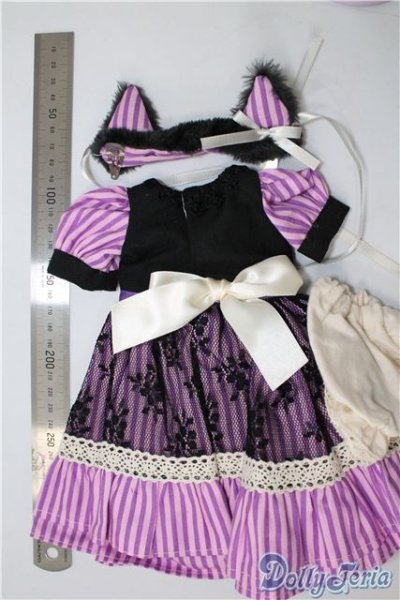 画像2: MSD/OF：猫耳ヘッドドレス＆ストライプドレスセット U-25-08-11-033-KD-ZU (2)