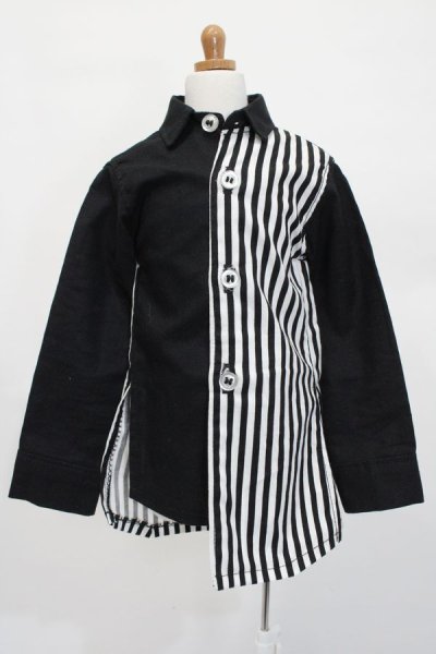 画像1: SD13BOY/OF:ストライプ切替シャツ:玄米茶様製 S-24-12-29-368-GN-ZS (1)